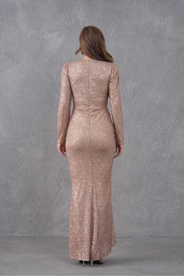 Rochie de seara lunga cu decolteu crew - 4