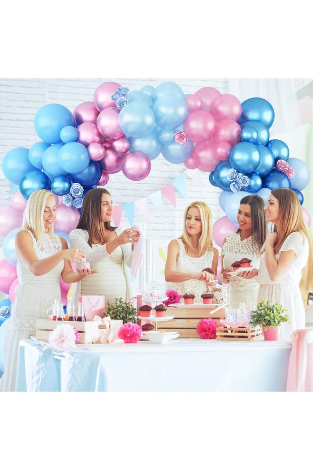 Pink Blue Balloon Chain Set Gender Reveal Party Balloon Chain Set 100 Pieces