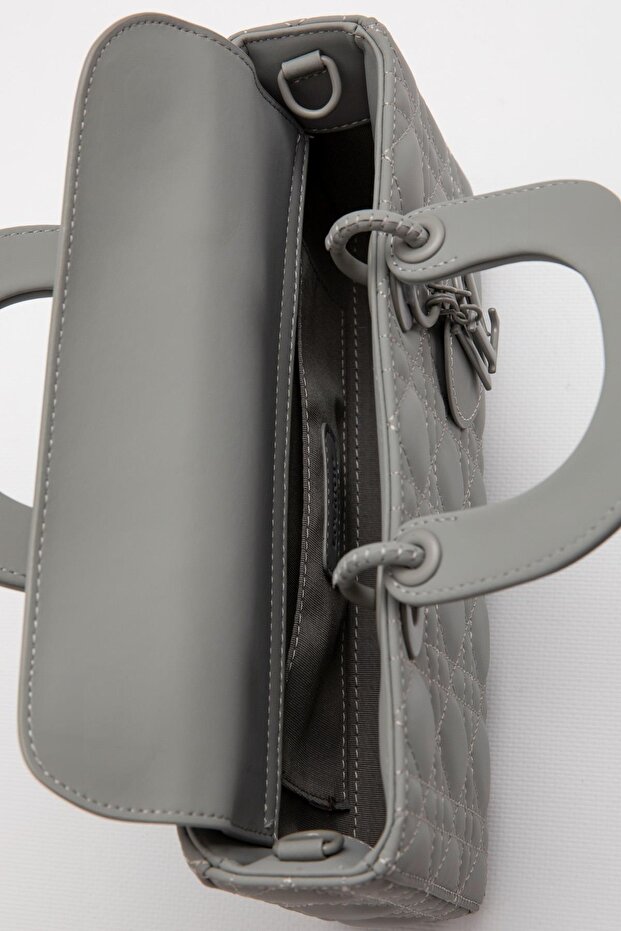 Gray Logo Accessory Chain Shoulder Bag - 3