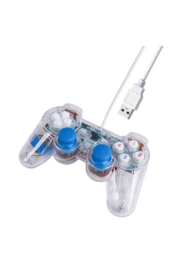 UCOM-704 Kablolu Double Shock Joypad Oyun Kolu Gamepad Şeffaf Işıklı - 1