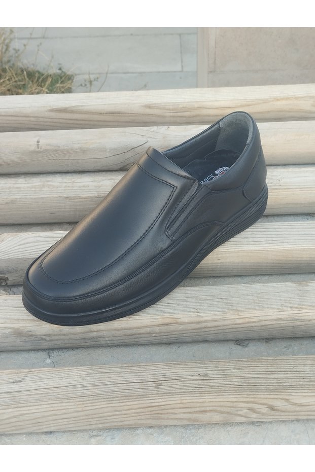 Men's Winter Shoes Genuine Leather Rubber Sole Otobetik and Laceless