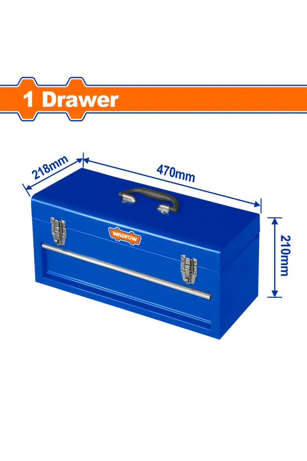 Rectangular Metal Toolbox with Drawer 483 x 181 mm - WTB8A22