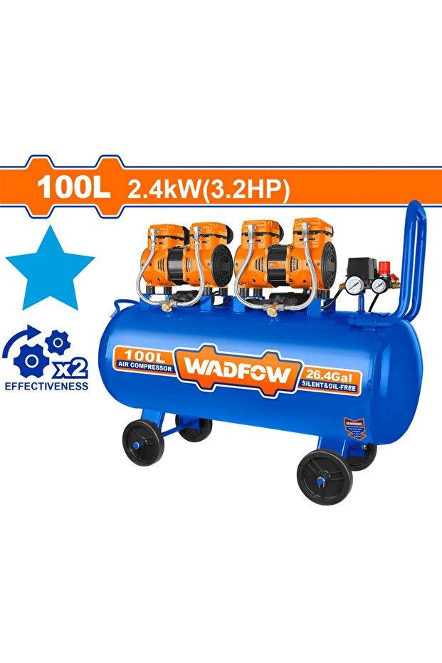 كمبروسر هواء صامت 100 لتر بمحركين – WAP2R41-85