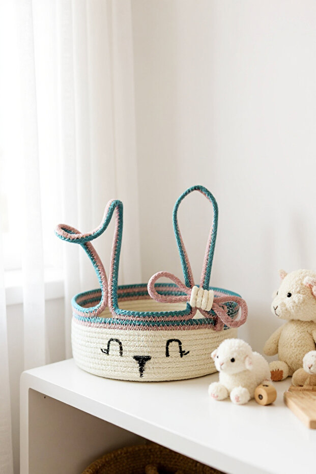 30X10 Handmade Rabbit Basket, Toy Basket, Decorative Basket