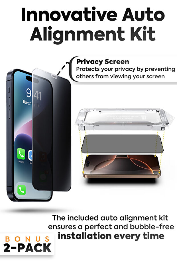 Screen Protector for iPhone 17 - 9H Tempered Glass, HD Clear, 2-Pack (Privacy) - 6