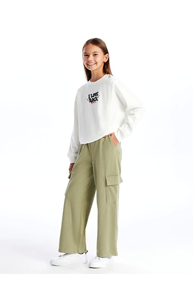Lcw Kids Khaki Elastic Waist Girl's Cargo Sweatpants