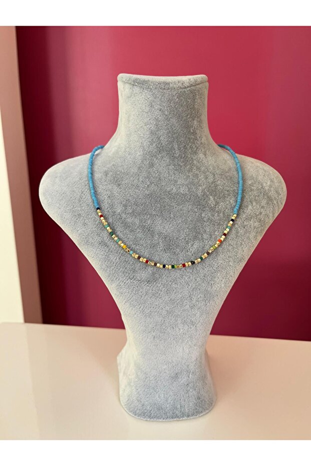 Colorful Blue Bead Necklace