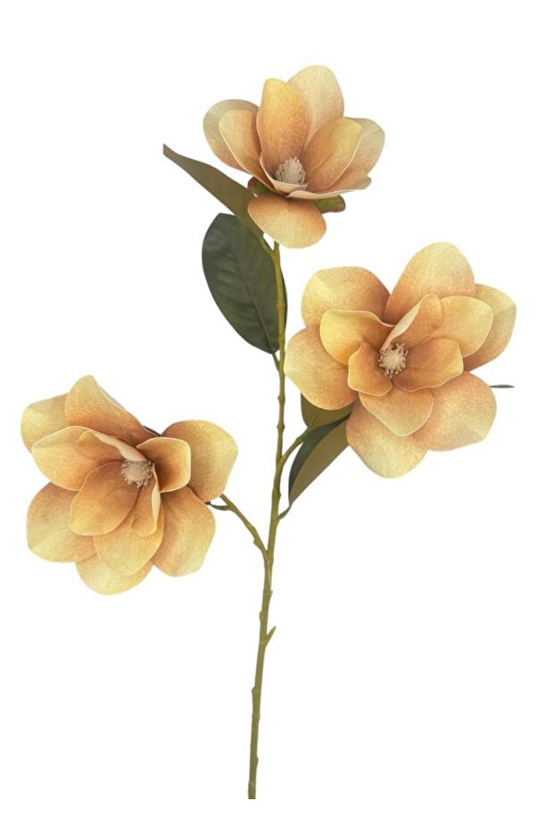 Yapay Çiçek Somon Manolya Islak Doku 3 Kafalı Uzun Dal Çiçek Flowers 80cm - 3