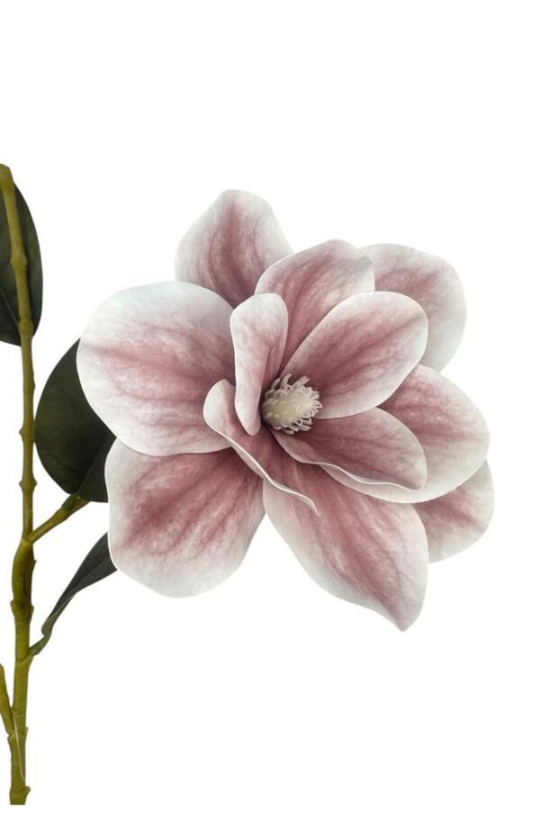 Yapay Çiçek Pudra Pembe Manolya Islak Doku 3 Kafalı Uzun Dal Çiçek Flowers 80cm - 6