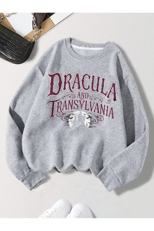 Unisex Women/Men Dracula Custom Printed Colorful Oversize Crew Neck Cotton Sweatshirt