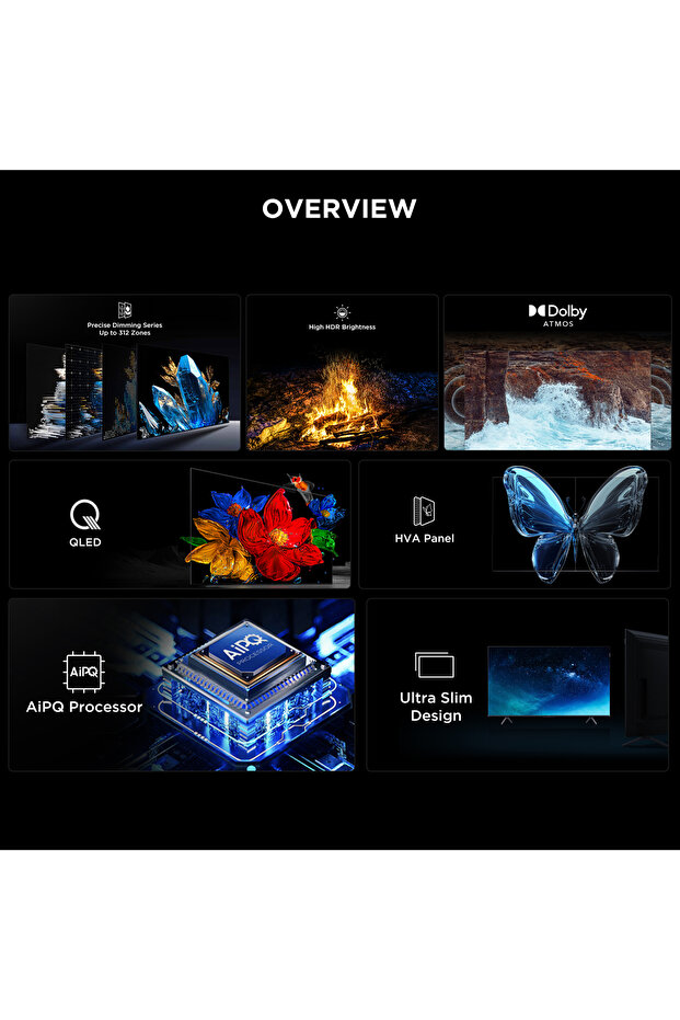 55Q6C 55" 139 Ekran Uydu Alıcılı 4K Ultra HD Smart QD Mini LED Google TV - 3