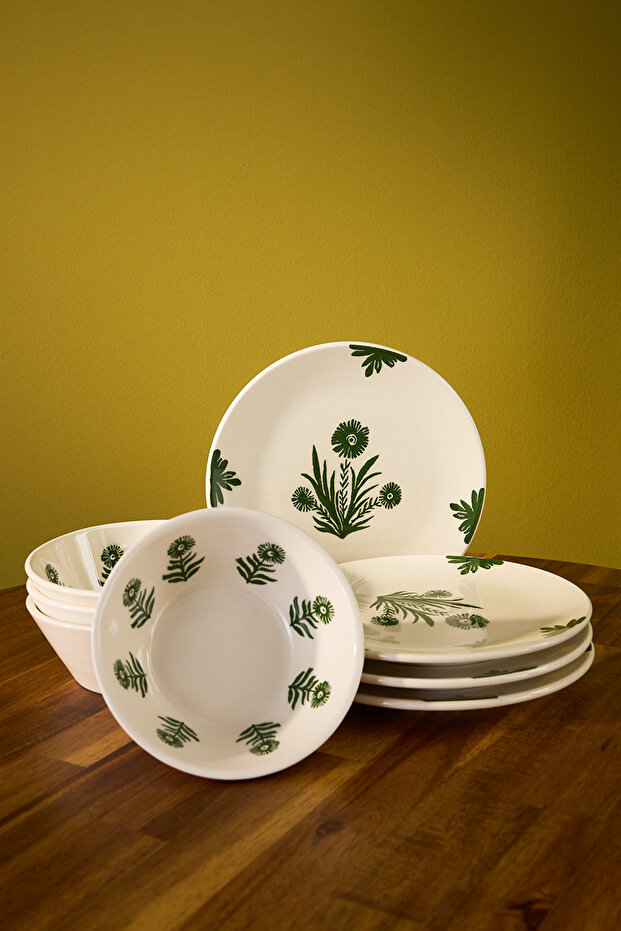 4'lü Boho Çiçek Desenli Pasta Tabağı Seti TPHAW26TBK00004 - 3