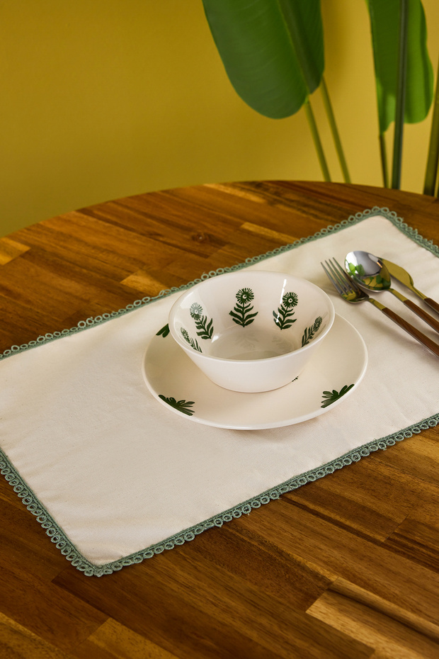 4'lü Boho Çiçek Desenli Pasta Tabağı Seti TPHAW26TBK00004 - 2