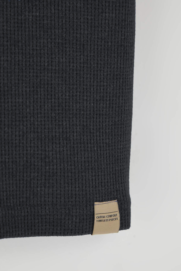 Antrasit Oversize/Geniş Kesim Renk Bloklu Dokulu T-Shirt TMNSS25TS00065 - 3