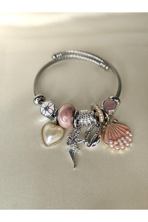 Black Stainless Steel Butterfly Charm Bracelet