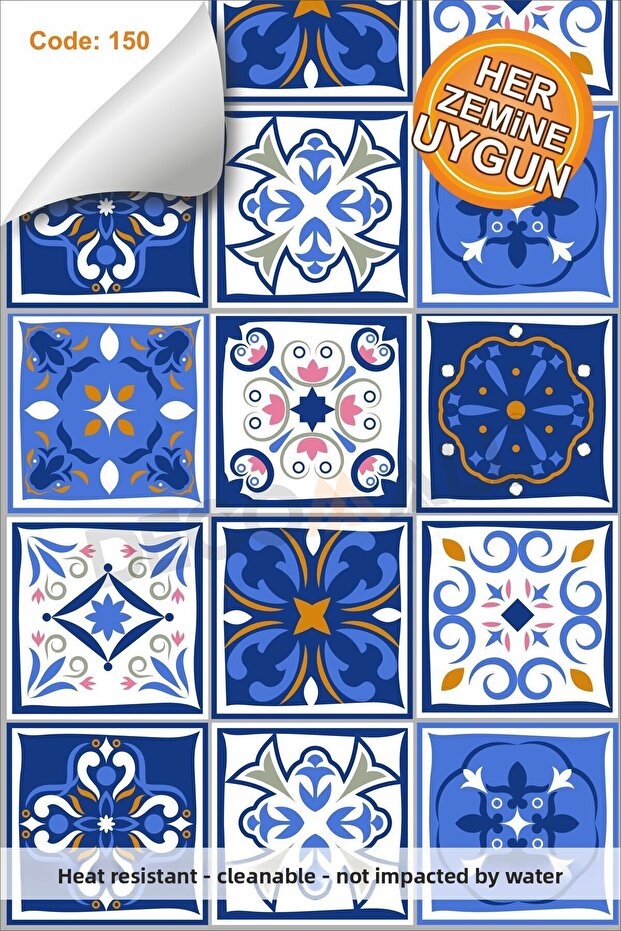مقاوم للماء 100 × 100 سم أرضية المطبخ والحمام بلاط رخامي لاصق (مغلف) Code150