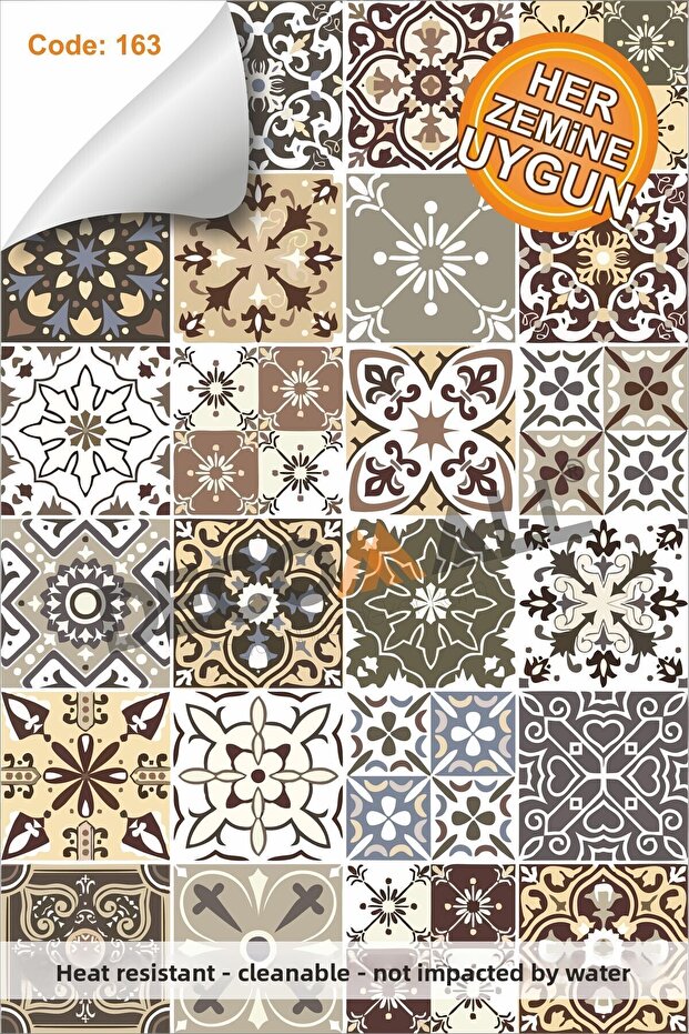 مقاوم للماء 100 × 100 سم أرضية المطبخ والحمام بلاط رخامي رقائق لاصقة (مغلفة)Code163