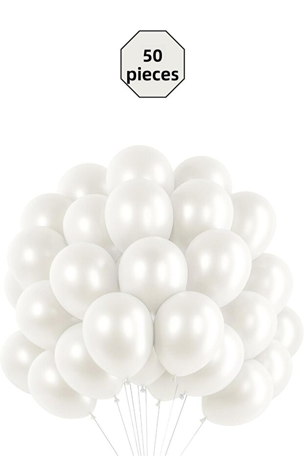 Metallic White Balloon 50 Pieces Bulk Organization and Birthday Party Set Party Decoration