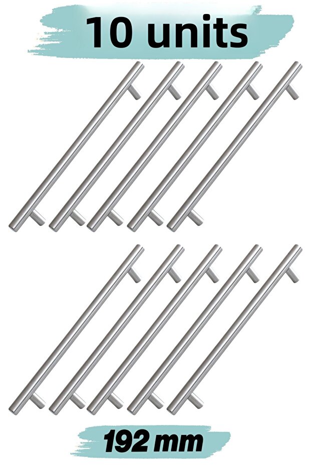 Furniture Kitchen Drawer Cabinet Door Handle Handle 192 mm Inox Metal Handle (10 Pieces)