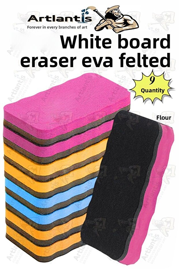 Blackboard Eraser Eva 9 Pieces White Blackboard Eraser with Quality Felt Tip Eva School Classroom Office Dry