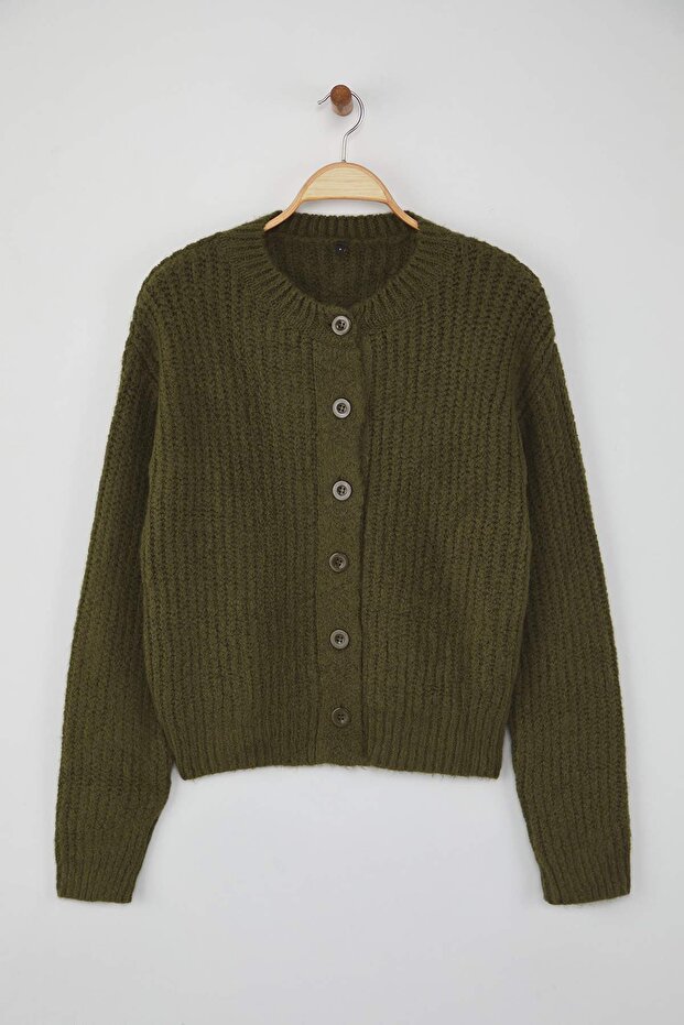 Wardrobe Essentials Haki Yumuşak Dokulu Basic Triko Hırka | TWOAW26HI00204 - 5