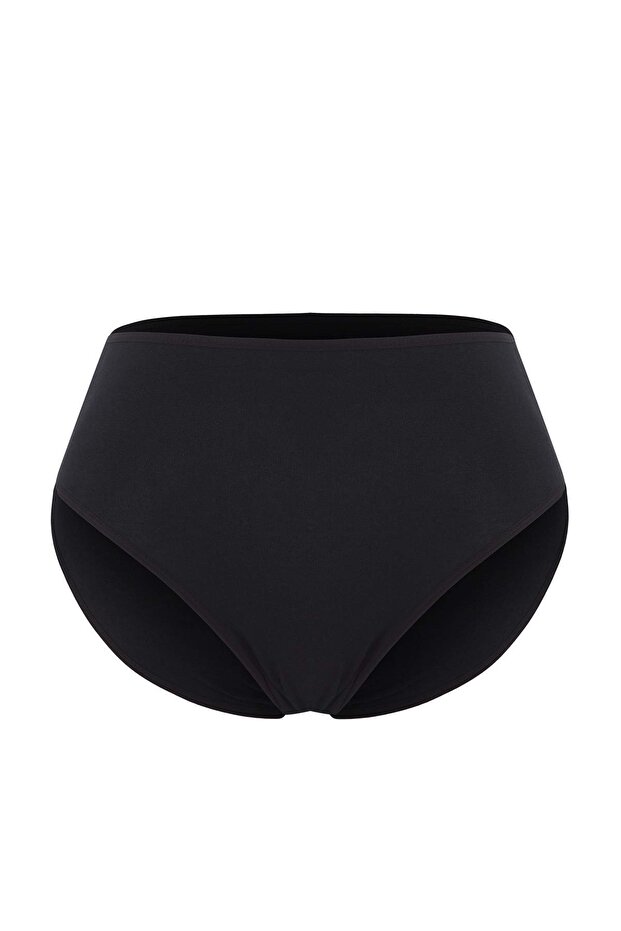 Siyah 5'li Paket Pamuklu Yüksek Bel Klasik Büyük Beden Külot TBBSS25CM00013 - 3