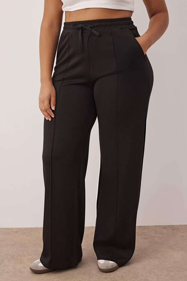 Siyah Nervür Detaylı Örme Pantolon TBBSS24AR00031 - 3