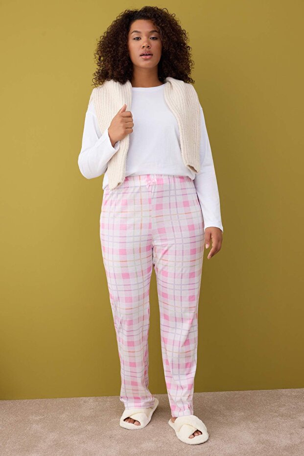 Pembe-Çok Renkli 2'li Paket Örme Pijama Altı TBBAW26IA00003 - 5