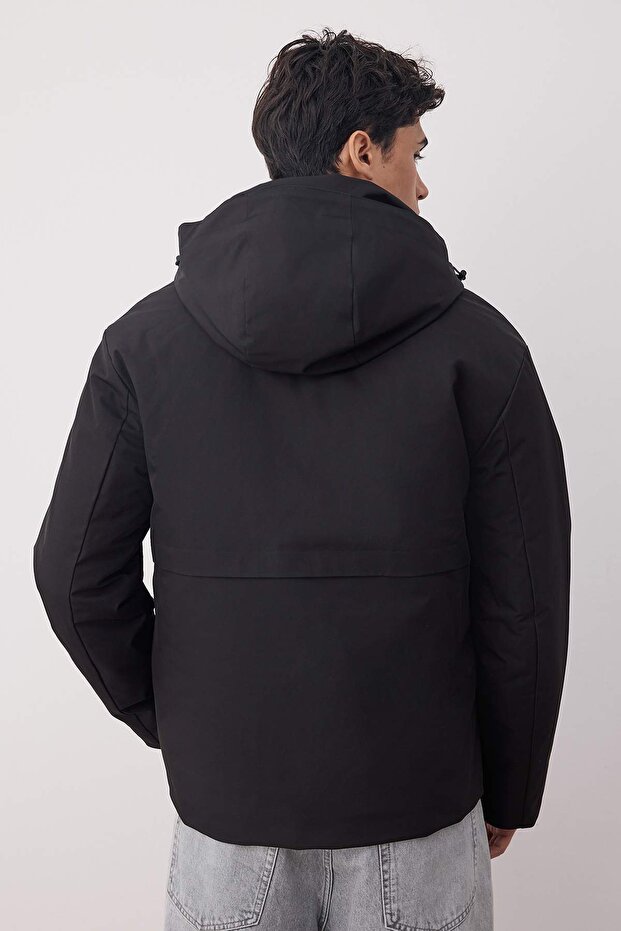 Siyah Fitted Kışlık Parka Kalın Erkek Mont TMNAW26MO00007 - 4