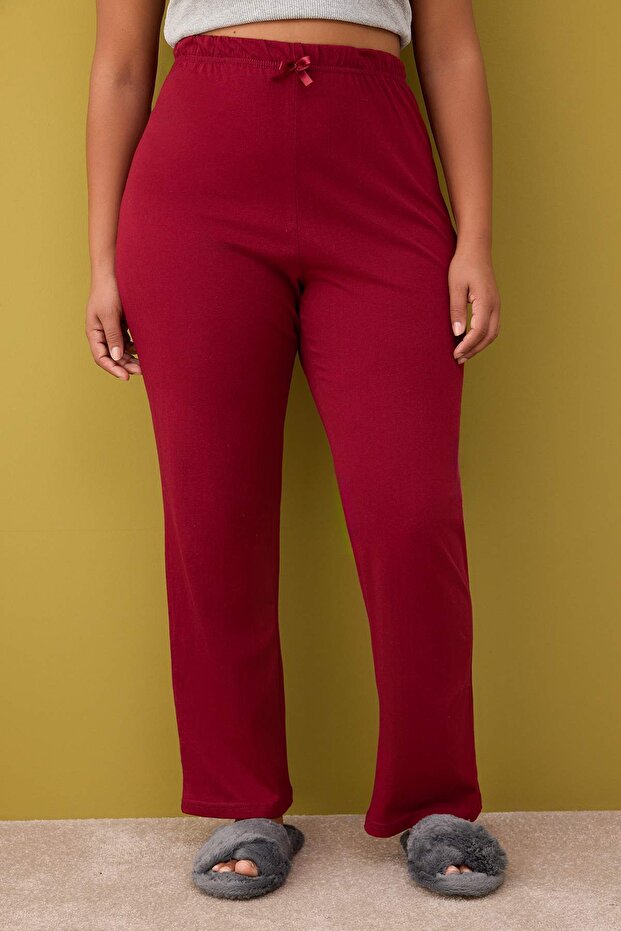Kırmızı-Çok Renkli 2'li Paket Örme Pijama Altı TBBAW26IA00003 - 3