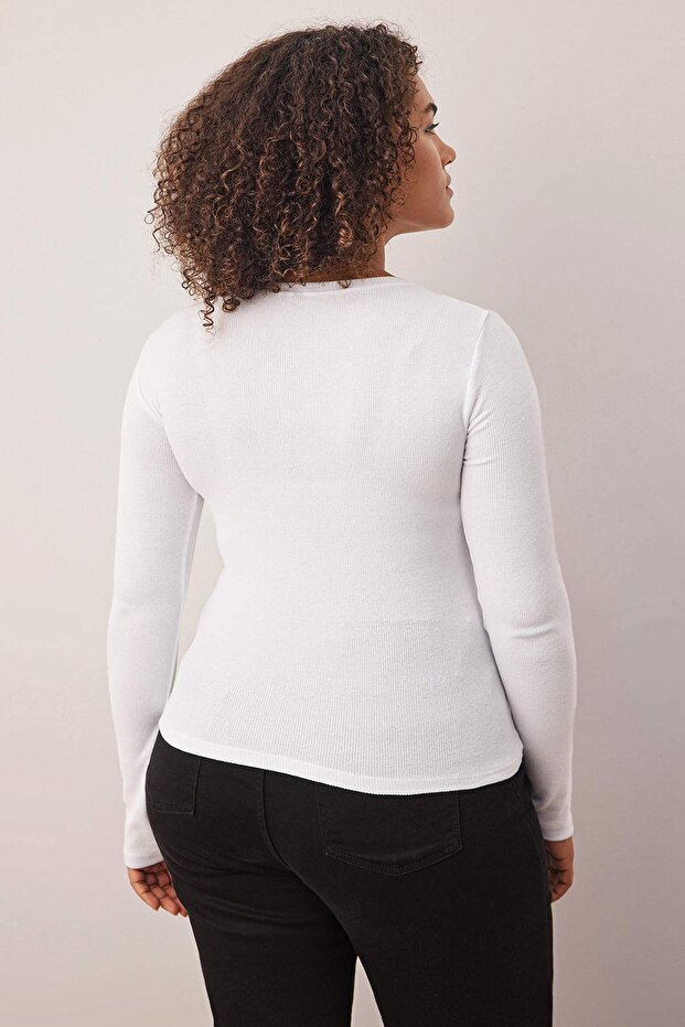 Schwarz-weiße 2er-Packung Camisole-Strickbluse in Übergröße TBBAW26AF00055 - 3