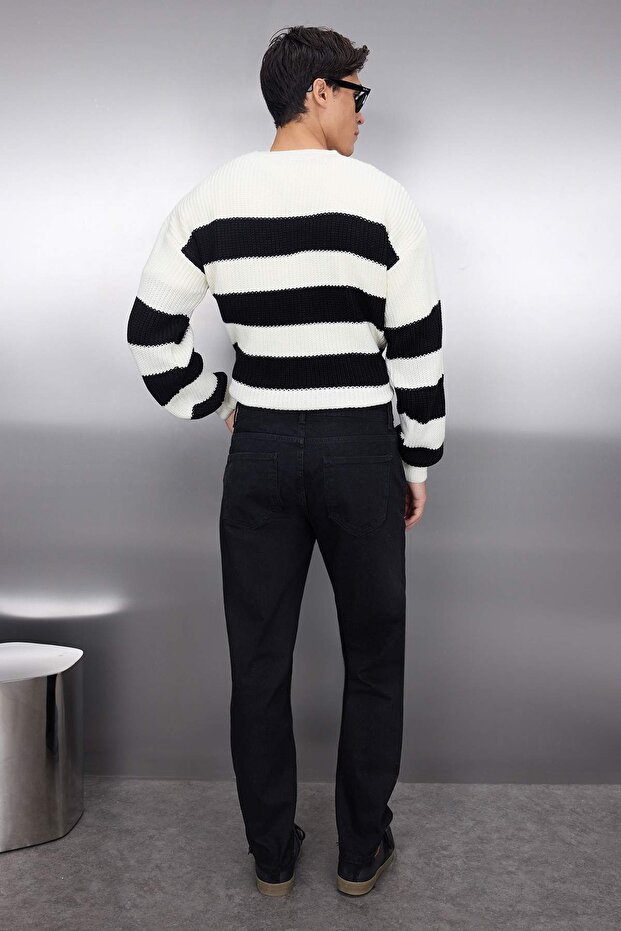 Siyah Relax Fit Boyfriend Jeans Kot Pantolon TMNAW23JE00076 - 8