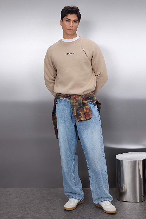 Vizon Regular/Normal Kesim Reglan Kollu Yazı Baskılı Sweatshirt TMNAW22SW0726 - 2