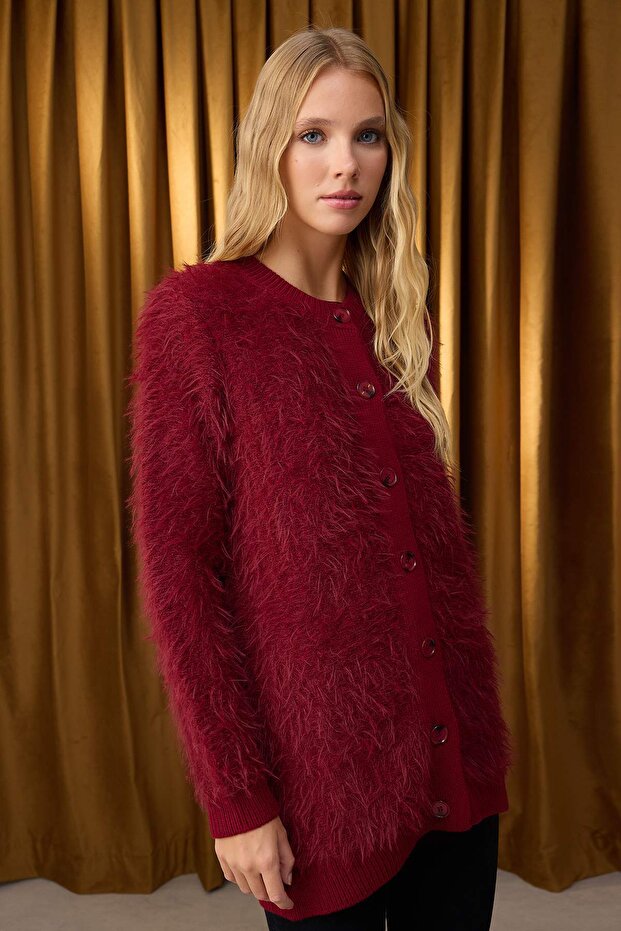 Special Collection Burgundy Plain Single Plate Knitwear Tctaw26Th00007