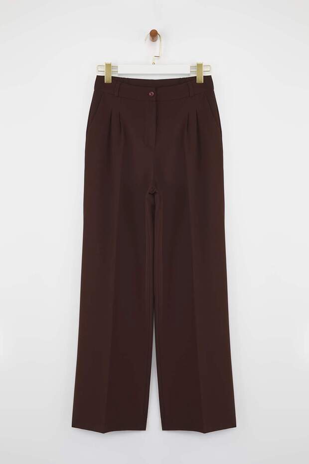 Kahverengi Pilili Wide Leg/Geniş Paça Pantolon TWOAW25PL00109 - 5
