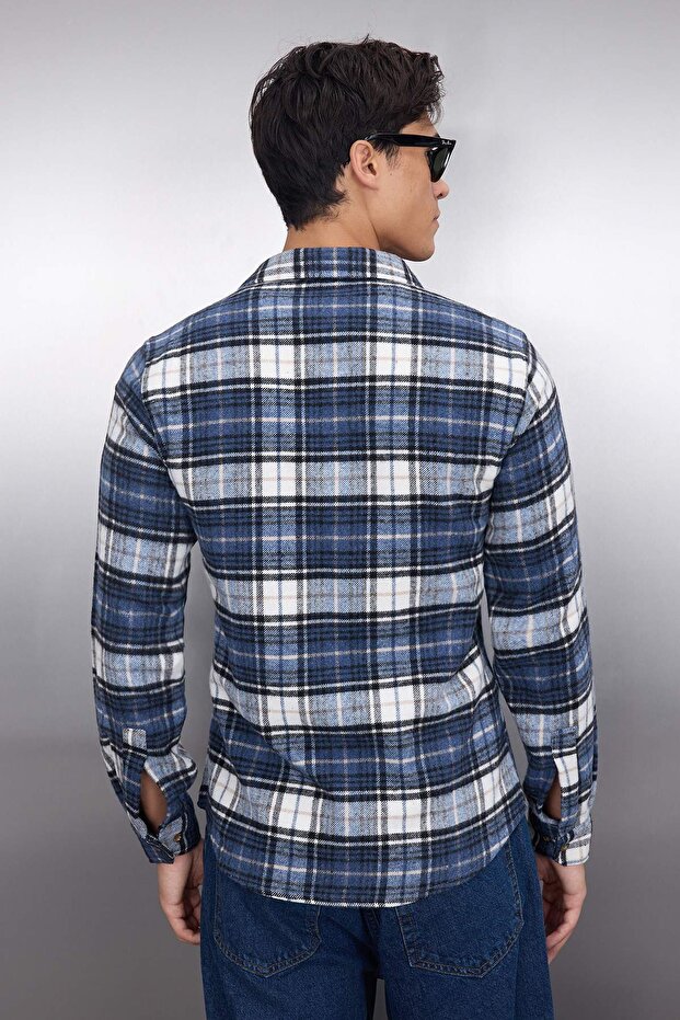 Mavi Slim Fit Kışlık Kareli Ekose Oduncu Gömlek TMNAW22GO0090 - 4