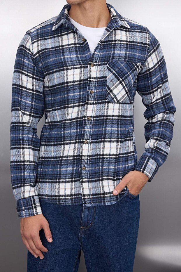 Mavi Slim Fit Kışlık Kareli Ekose Oduncu Gömlek TMNAW22GO0090 - 3