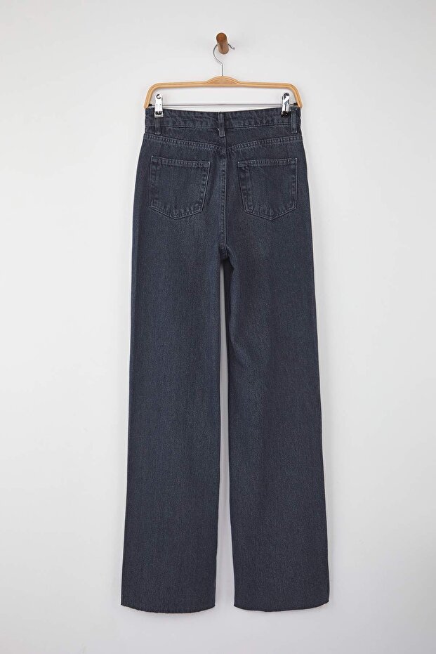Mavi-Gri Yüksek Bel Geniş Paça Wide Leg Jeans TWOAW26JE00113 - 7