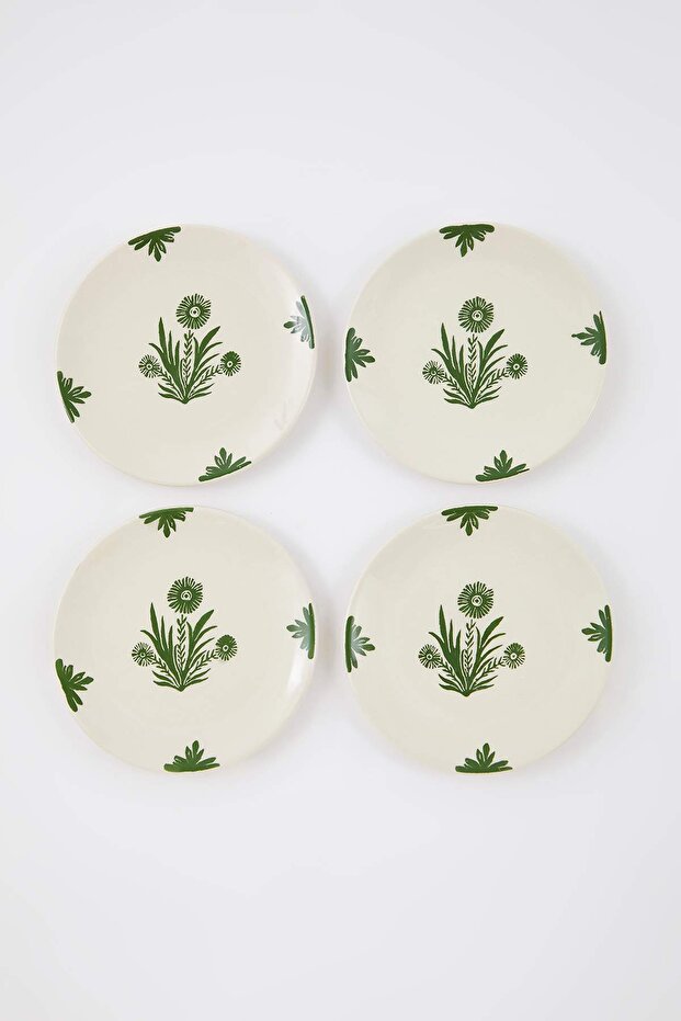 4'lü Boho Çiçek Desenli Pasta Tabağı Seti TPHAW26TBK00004 - 4