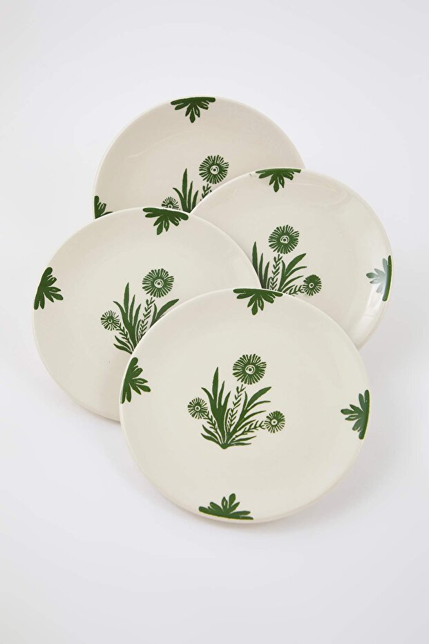 4'lü Boho Çiçek Desenli Pasta Tabağı Seti TPHAW26TBK00004 - 5