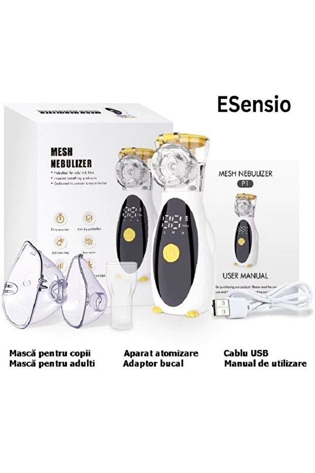 P1-360+ Mesh Nebulizer – Mesh Technology Portable, Silent, LED Display, Rechargeable, Masks Included - 6