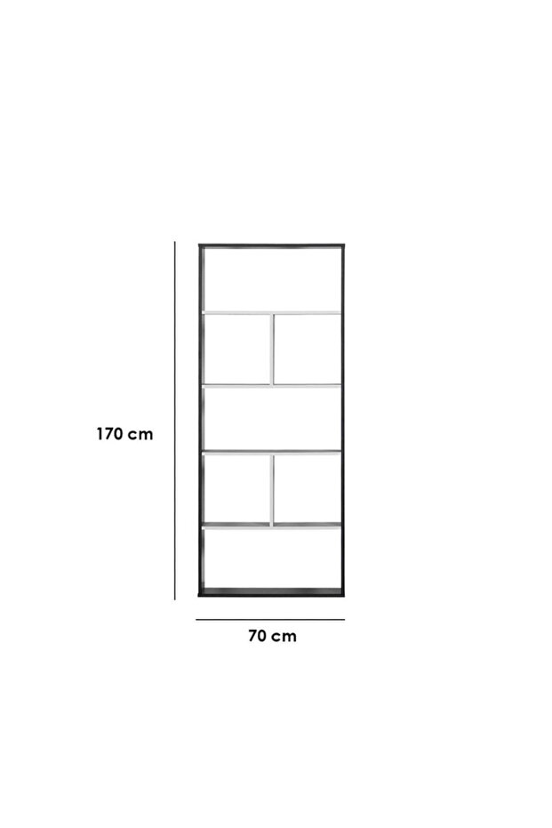 Open Shelf Unit 5-Tier Malaysian Wood - Black and White Marble - 3