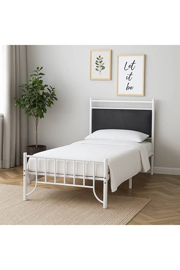 Metal Bed Frame - 90 X 190cm - White