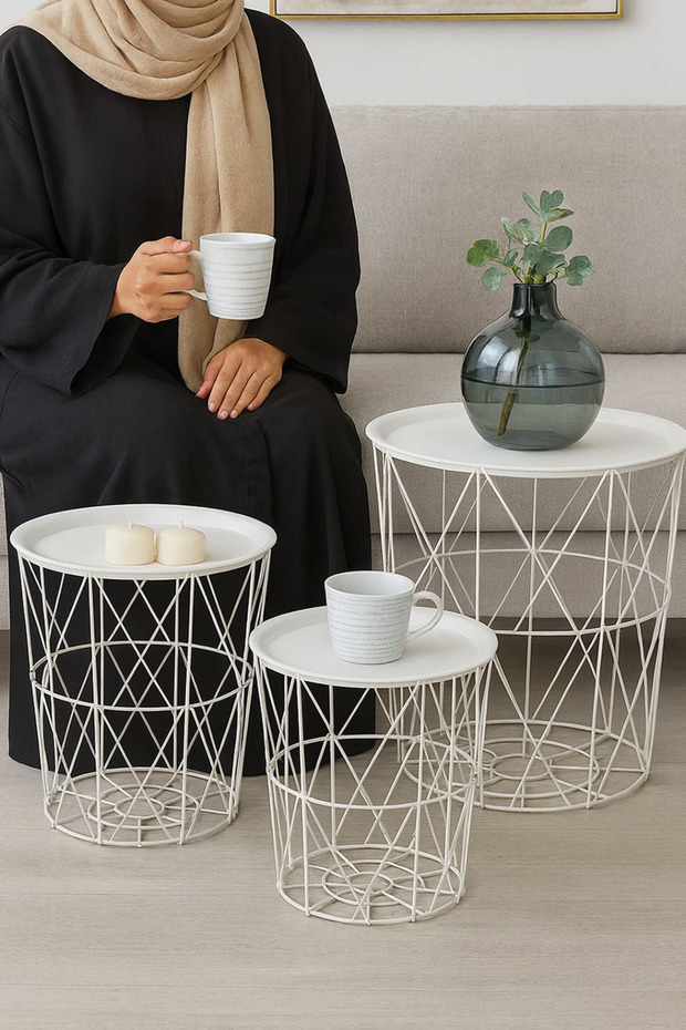 طقم طاولات قهوة جانبية متعددة الاستخدامات - 8