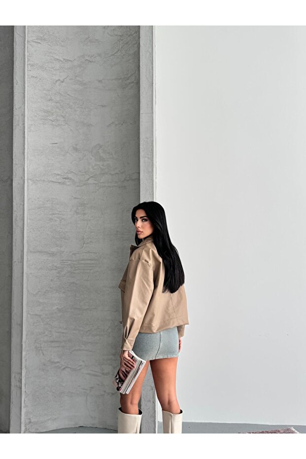 Spx Bej Deri Ceket - 5