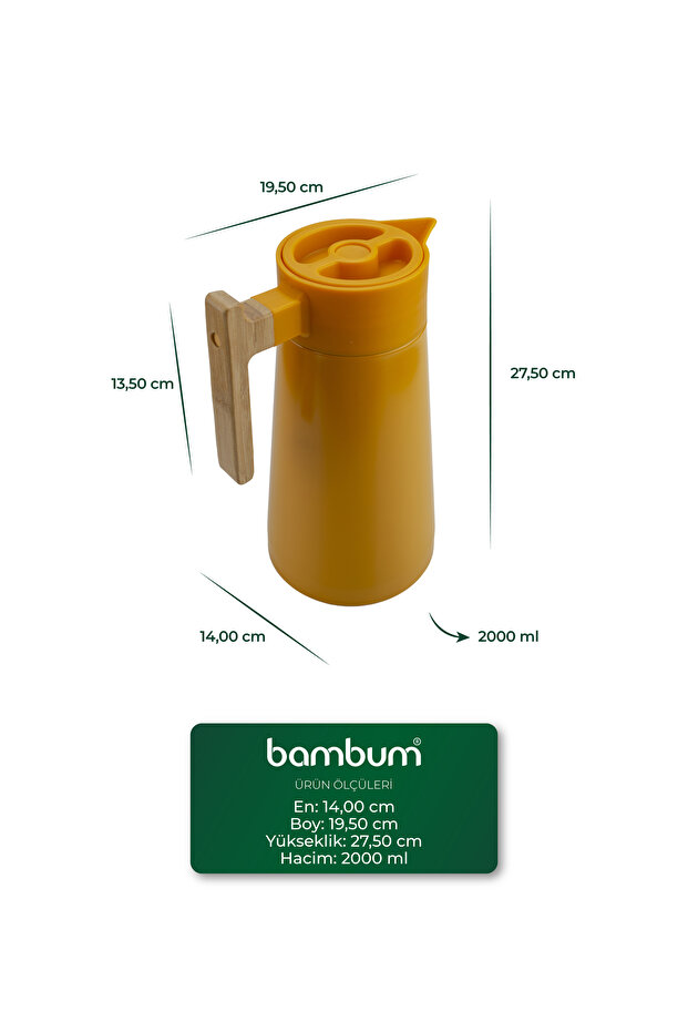 North Bambu Saplı Çelik Termos Turuncu 2 Litre - 7