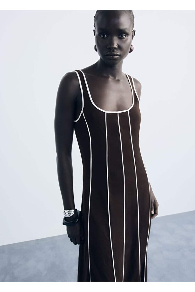 Çizgili pamuklu elbise - 1