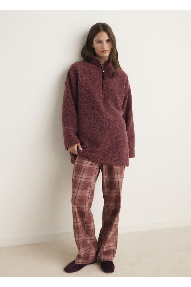 Kürklü fermuarlı sweatshirt - 2