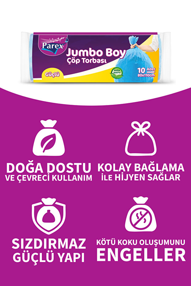 Güçlü Çöp Torbası Jumbo Boy 10'lu 80 x 110 cm İkili Set - 4
