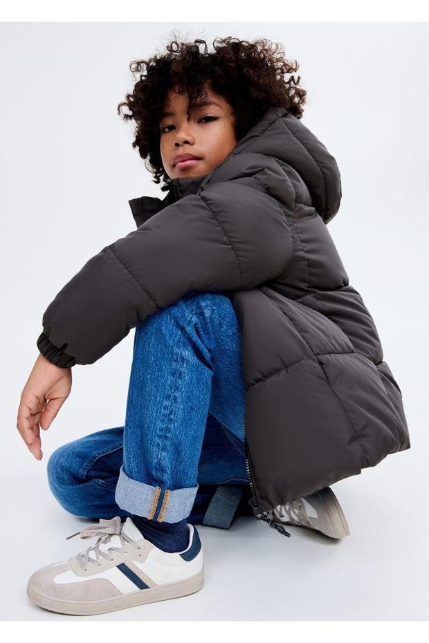 Kapüşonlu kapitone anorak - 1